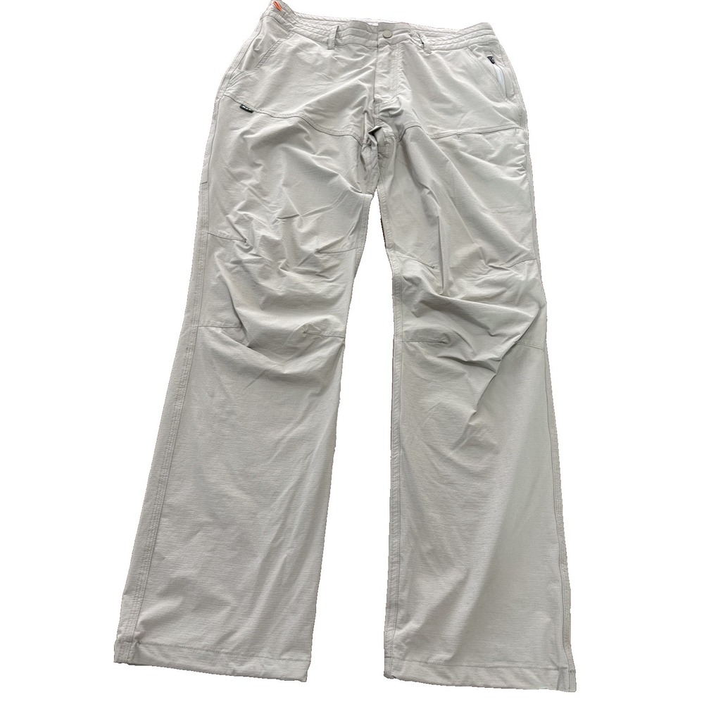 Howler Bros Pants Mens 34x32 Beige Nylon Elastic Waist Zip Pocket Hiking Fishing